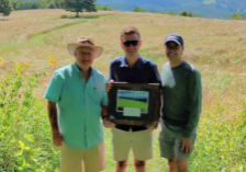 Land for Tomorrow Coalition representatives recognized Senator Brent Jackson as a North Carolina Land and Water Champion at Big Yellow Mountain Preserve. Senator Jackson was a critical leader in passing the NC Farm Act, SB 355, which includes the return of the conservation tax credit. Pictured from left to right: Sen. Jackson, Will Morgan, and Will Robinson.